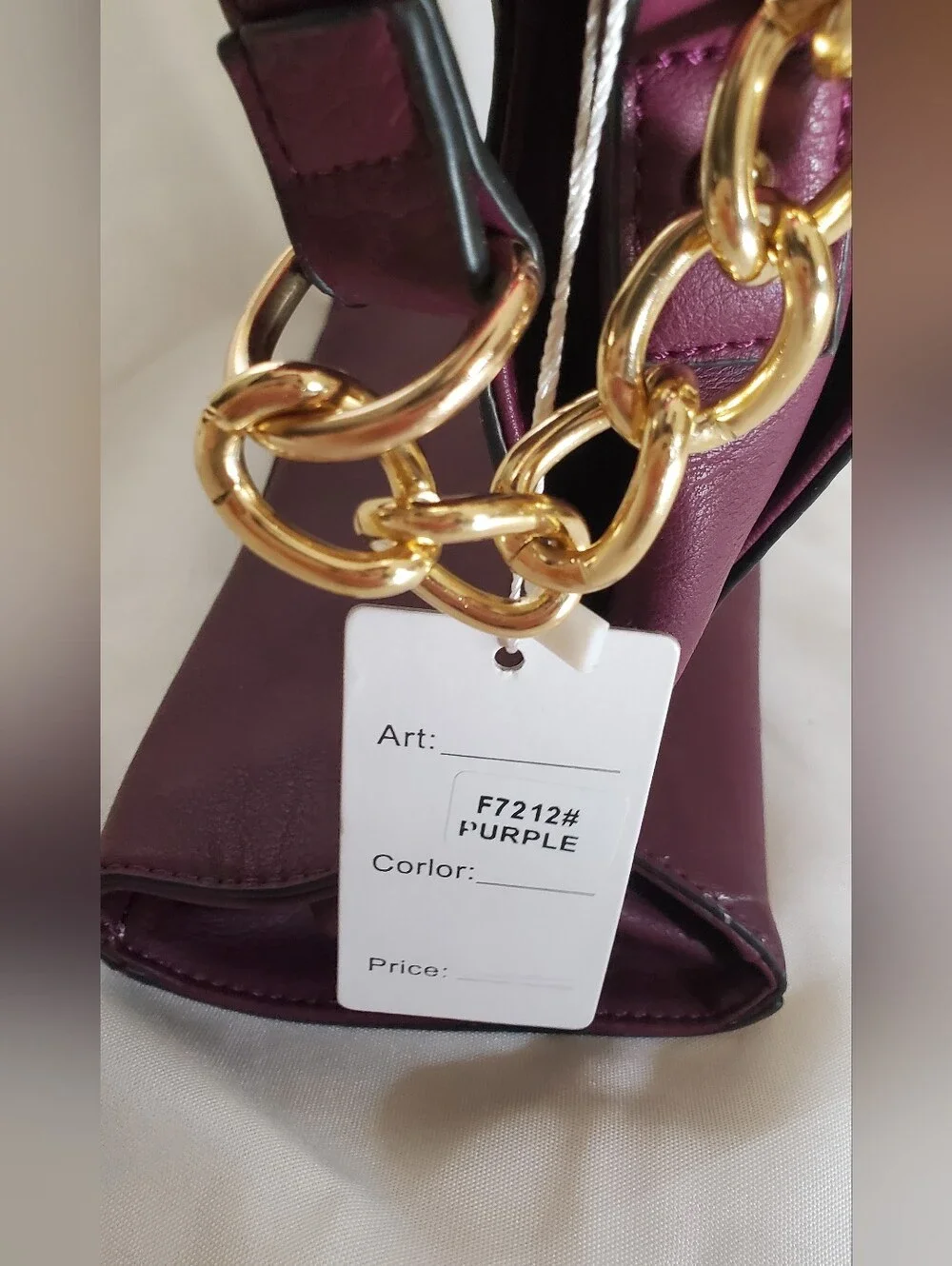 Structured Satchel Handbag in Plum - Unbranded
